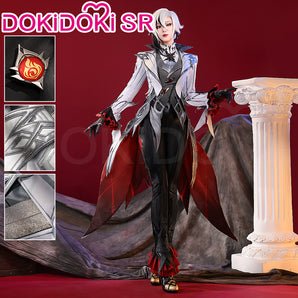 【Size S-2XL】DokiDoki-SR Game Genshin Impact Fontaine Fatui Harbinger Cosplay The Knave Arlecchino Costume / Shoes