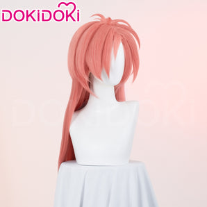 DokiDoki Anime Hell Hotel Cosplay Wig Long Straight Pink Yellow Pre Crimped Hair