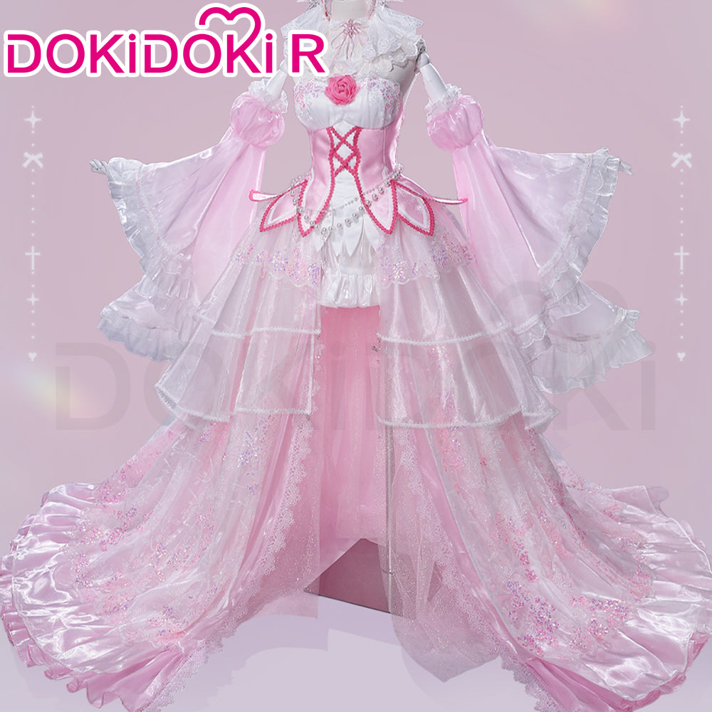 DokiDoki-R Anime Cosplay Costume Pink Crystal Long Dress – dokidokicosplay