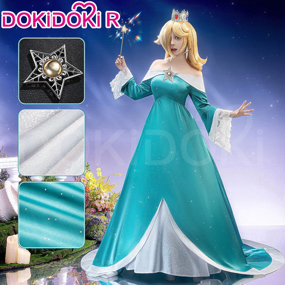 Size S-3XLDokiDoki-R Rosalina Blue Princess Dress Movie The Super Mario Galaxy Cosplay Costume With Magic Staff / Crown, 3XL Size S-3XLDokiDoki-R Rosalina Blue Princess Dress Movie The Super Mario Galaxy Cosplay Costume With Magic Staff / Crown, 3XL