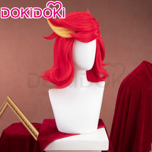 【Pre Crimped 】DokiDoki Anime Hell Hotel Cosplay Wig Short Curly Red Yellow Hair