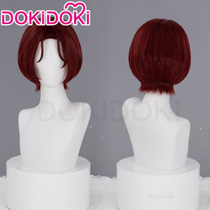 DokiDoki Game Cosplay Main Character Wig Short Straight Red Hair