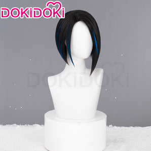 DokiDoki Game Apex Legends Cosplay Catalyst Wig Short Straight Black Blue Highlights Hair