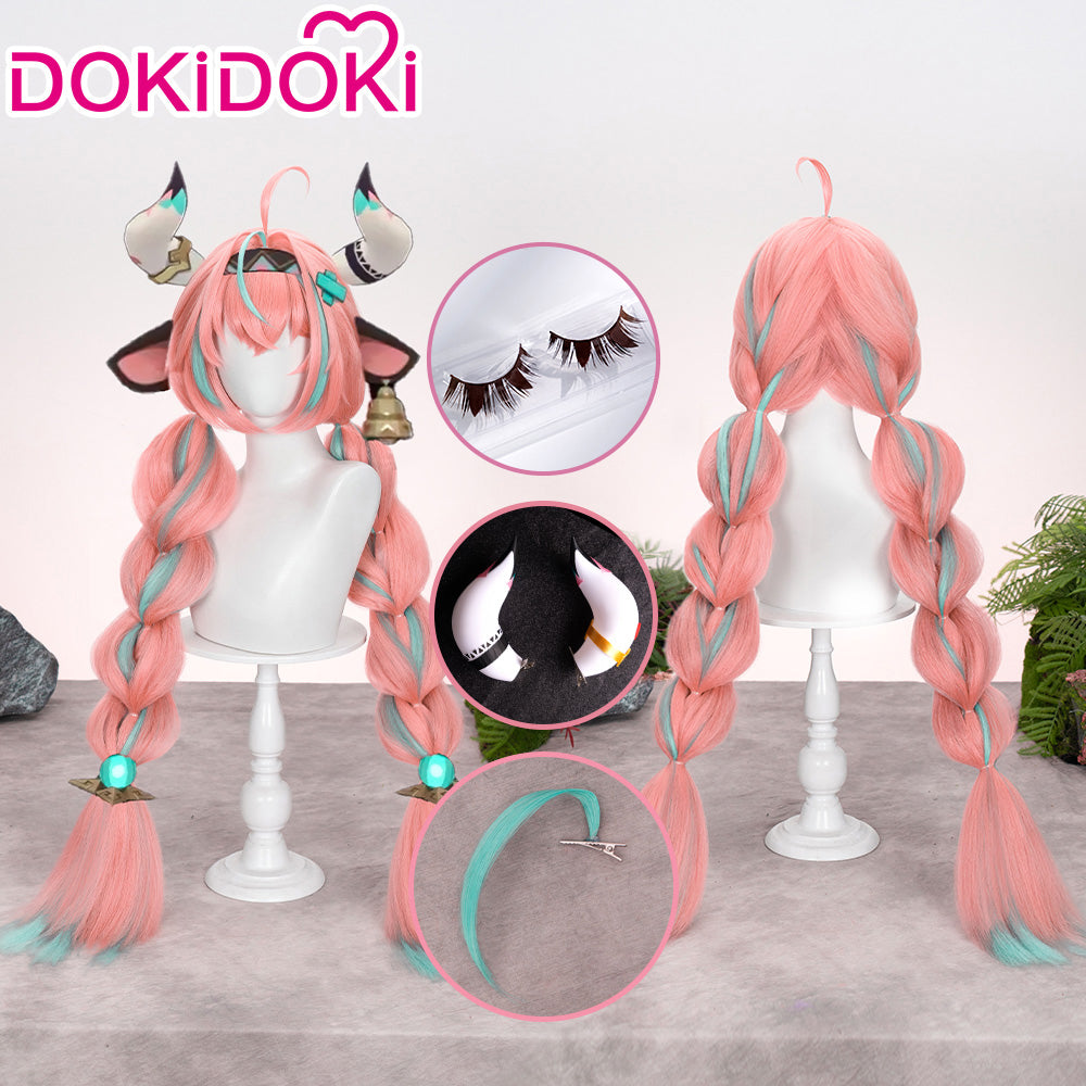 DokiDoki Game Genshin Impact Cosplay Varesa Wig / Horn / Eyelashes