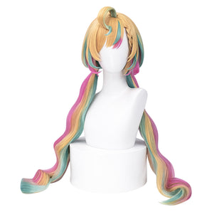 Dokidoki Vtuber NIJISANJI Cosplay Ethyria Millie Cosplay Wig Long Curly Rainbow Hair