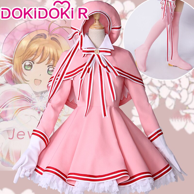DokiDoki-R Anime Card Captor Sakura Cosplay Kinomoto Sakura Costume Pink Battle Suit Cardcaptor Sakura DokiDoki-R Anime Card Captor Sakura Cosplay Kinomoto Sakura Costume Pink Battle Suit Cardcaptor Sakura