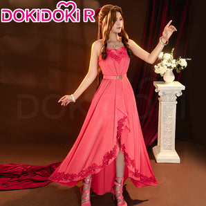 【Size S-3XL】DokiDoki-R Game Final Fantasy VII FFVII  Cosplay Costume Aerith Pink dress / Shoes