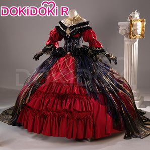 DokiDoki-R Game Identity V Mary Cosplay Costume Mrs.Red Bloody Queen False Hope Costume / Wig Short White Updo Hair idv