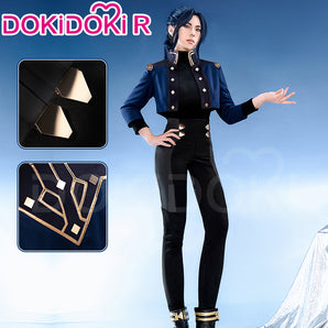【Partially Ready For Ship】【Size S-3XL】DokiDoki-R Game Cosplay Costume Blue Black Military Uniform Halloween