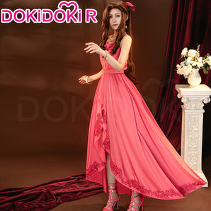 【Size S-3XL】DokiDoki-R Game Final Fantasy VII FFVII  Cosplay Costume Aerith Pink dress / Shoes