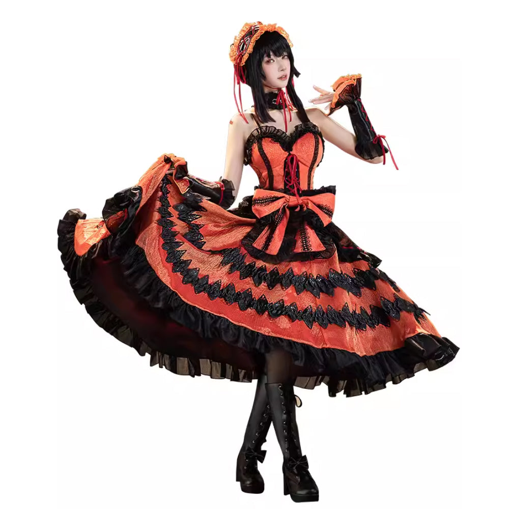 DokiDoki-SR Anime Date A Live Cosplay Kurumi Tokisaki Costume / Shoes  Nightmare