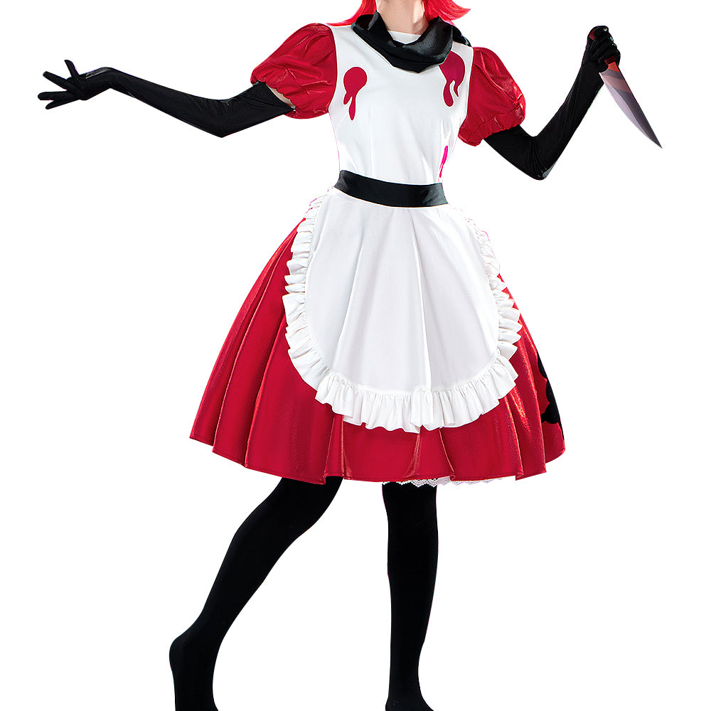 red maid dress Cute Cross Nurse Maid Cosplay Black Blue Pink Red Dress Set Sugarplum Store