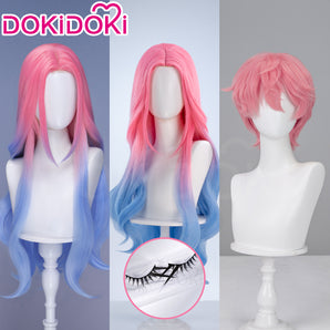【Partially Ready For Ship】【Small Area Front Lace】DokiDoki Music Video Cosplay Wig / Eyelashes Women Long / Short Curly Gradient Pink Hair