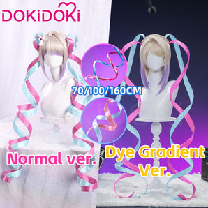 【Partially Ready For Ship】DokiDoki Game NEEDY GIRL OVERDOSE Cosplay KAngel Wig Long Straight Blonde Purple Hightlight Gradient Hair Blue Pink Double Ponytails Needy Streamer Overload