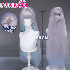【Ready For Ship】DokiDoki Game Cosplay Wig Long Straight Gradient Sliver Green Blue Hair