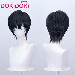 DokiDoki Game Limbus Company Cosplay Yi Sang Wig Short Straight Black Hair Yisang
