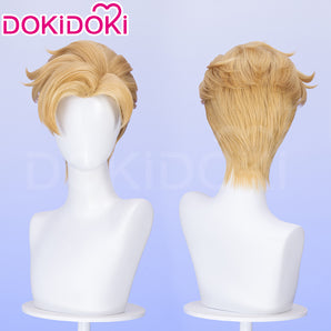 Dokidoki Game Cosplay Men Wig Short Curly Blonde Hair