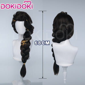 【Ready For Ship】DokiDoki Game Cosplay Long Black Hair Braided Side Ponytail the Desert Rose