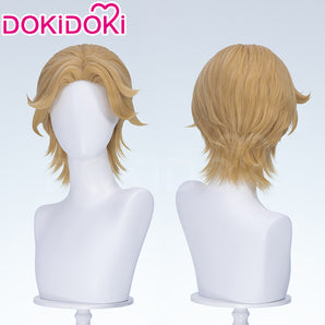 【Ready For Ship】DokiDoki Game Mouthwashing Cosplay Curly Wig Short Curly Light Brown Hair