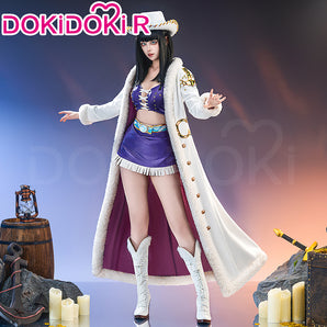 【US/EU Local Shipping】【Size XS-3XL】DokiDoki-R Anime Cosplay Women Costume Purple White With Hat / Long Cape