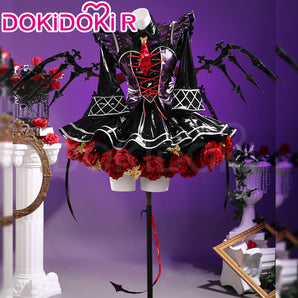 Little Devil Girl Cosplay R Costume Size XS-3XL DokiDoki Black Red Dress With Wings Halloween