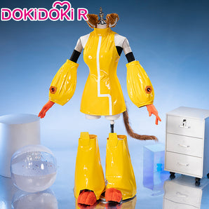 【Size S-3XL】DokiDoki-R Anime Cosplay Yellow Glossy Hooded Dress Costume