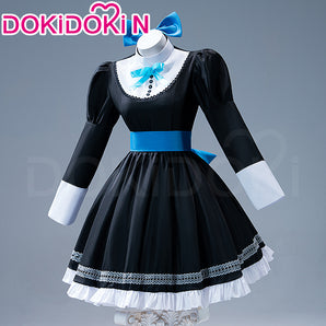 【Partially Ready For Ship】【Size S-3XL】DokiDoki-N Anime Cosplay Costume Black White Dress  Blue Bow