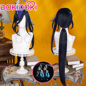 【US LOCAL SHIPPING 】DokiDoki Game Genshin Impact Cosplay Clorinde Wig Long Blue Pony Tail Fontaine