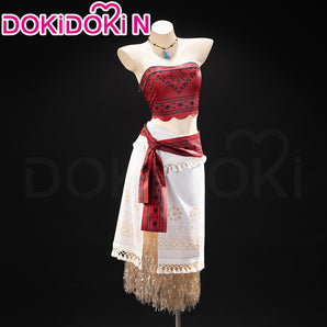 【In Stock】【Size S-2XL】DokiDoki-N Movie Cosplay Costume Red White Dress Polynesian Island Outfit