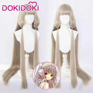 【Ready For Ship】DokiDoki Anime Chobits Cosplay Chi Cosplay Wig Long Straight Silver Hair