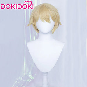 【Ready For Ship】DokiDoki Game Genshin Impact Cosplay Dainsleif Cosplay Wig Men Short Golden