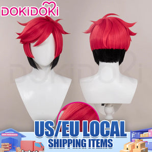 【US/EU LOCAL SHIPPING 】DokiDoki Anime Cosplay Cosplay Wig / Ears Short Red Black Hair