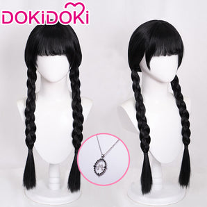 【Ready For Ship】DokiDoki TV Cosplay Wig Long Black Hair / Necklace Female Braided Pigtail