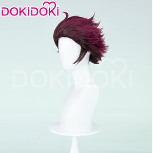 DokiDoki Anime Cosplay Wig Short Men Dark Red Hair