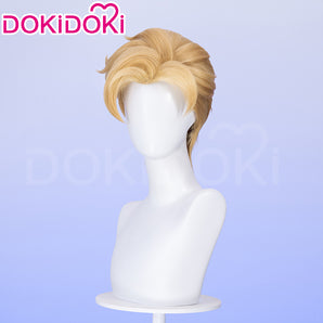 Dokidoki Game Cosplay Men Wig Short Curly Blonde Hair