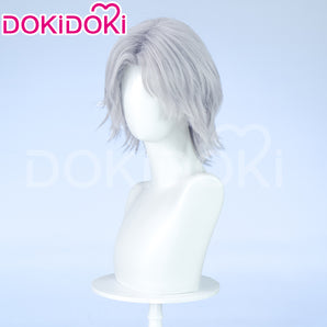 DokiDoki Game Cosplay Wig Short Straight Grey Men Hair