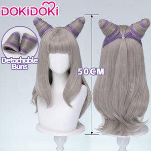 【Ready For Ship】DokiDoki Anime Cosplay Wig Sliver Purple Highlight Hair Double Buns