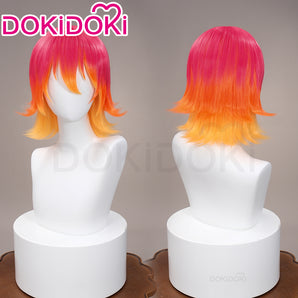 【Ready For Ship】DokiDoki Anime FLCL Cosplay Haruko Haruhara Wig Short Straight Yellow Pink Gradient Hair
