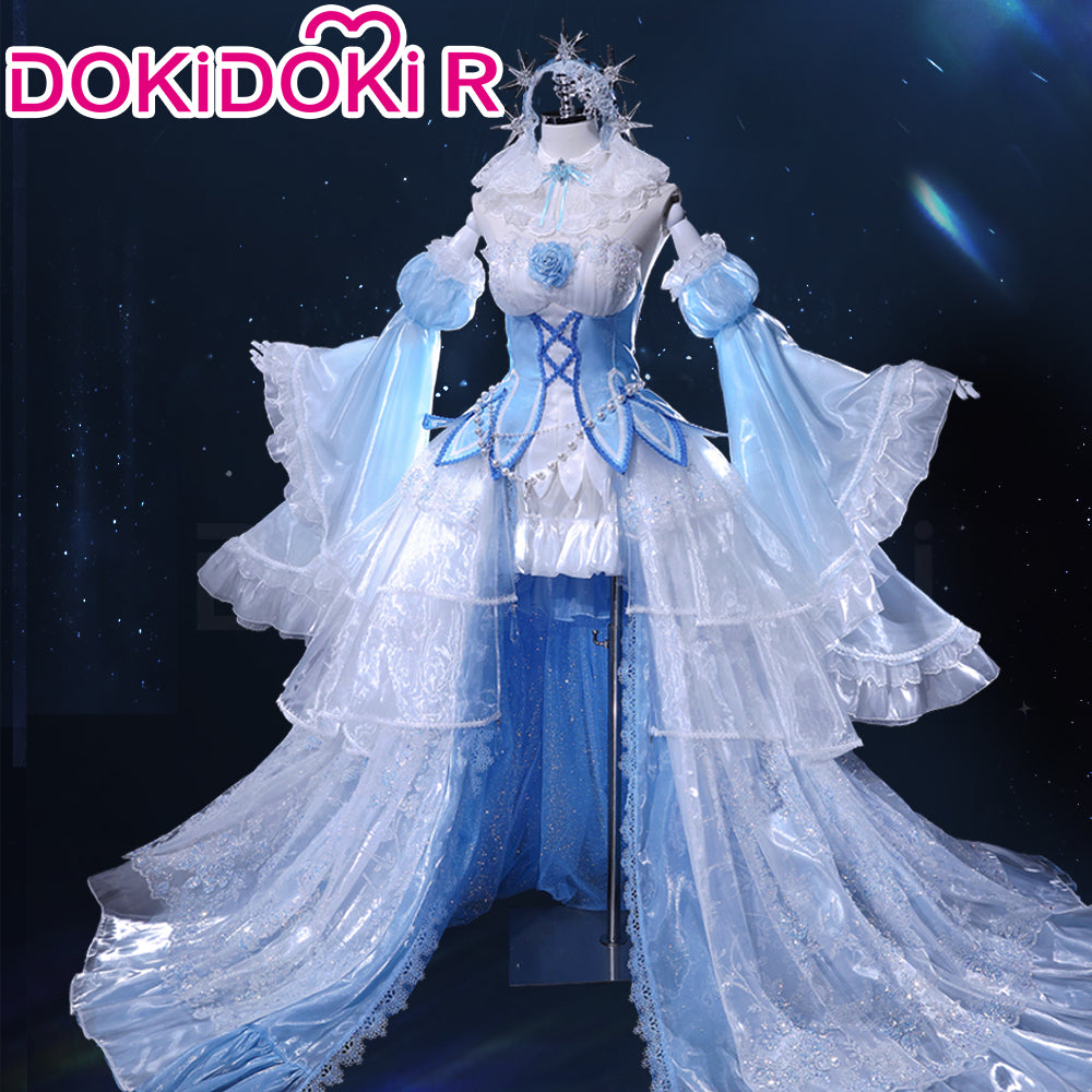 DokiDoki-R Anime Cosplay Costume Blue White Dress Crystal Dress