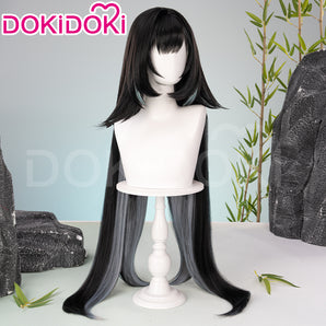 DokiDoki Game Genshin Impact Cosplay Lan Yan Wig Long Straight Black Hair Lanyan