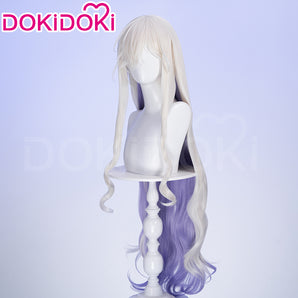 DokiDoki Game Arknights Cosplay Necrass Wig Long Curly Silver Purple Hair