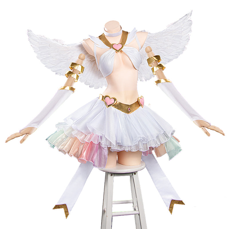 【Costume Ready For Ship】【Size S-2XL】DokiDoki-R Anime Cosplay Costume White Angel Dress Pink Heart, Costume Without Wings-2XL-Ready For Ship 【Costume Ready For Ship】【Size S-2XL】DokiDoki-R Anime Cosplay Costume White Angel Dress Pink Heart, Costume Without Wings-2XL-Ready For Ship