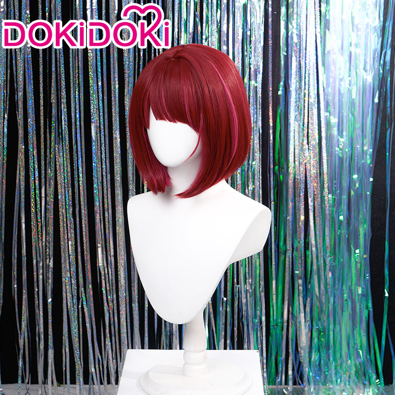 Ready For Ship DokiDoki Anime Oshi no Ko Cosplay Arima Kana Wig Short Straight Red Pink Hair