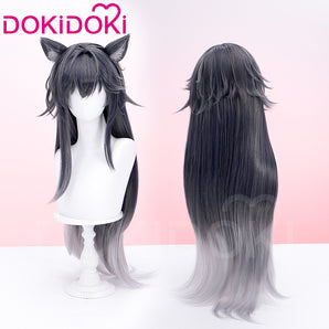 DokiDoki Game Arknights Cosplay Texas the Omertosa Wig Long Straight Black Hair Cellinia Texas