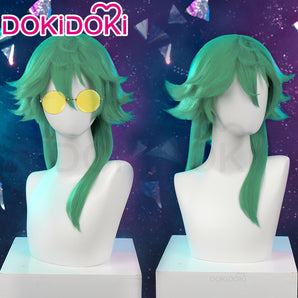 DokiDoki Game Cosplay Wig / Glasses Long Straight Green Hair