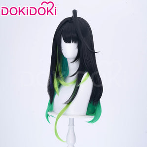DokiDoki Game Arknights Cosplay Mon3tr Wig Long Straight Black Green Hair