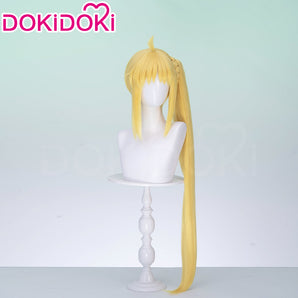 DokiDoki Anime Bocchi the Rock! Cosplay Ijichi Nijika Wig Long Straight Yellow Hair Long Ponytail Kessoku Band
