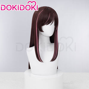 DokiDoki Youtuber Cosplay KizunaAi Wig Long Straight Brown Pink Hair