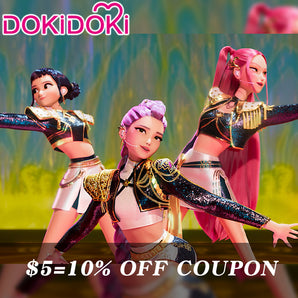 【Confirmed】$5 Deposit = 10% off Coupon DokiDoki Movie Anime KPop Demon Hunters Cosplay Rumi / Mira / Zoey Costume GOLDEN HUNTR/X