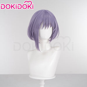 DokiDoki Anime BanG Dream! Cosplay Yūtenji Nyamu Wig Short Curly Purple Hair Yuutenji Nyamu